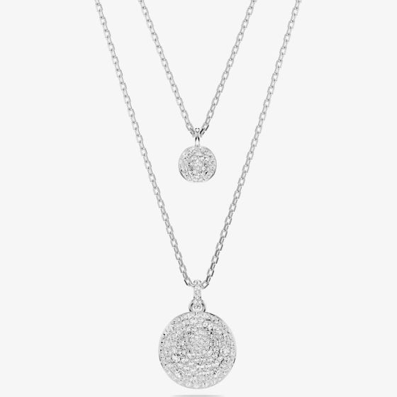 Swarovski Meteora Rhodium Plated Layered Pendant Necklace 5684244