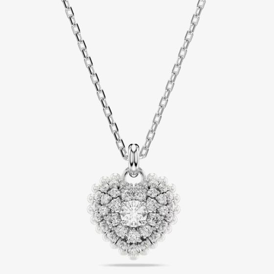 Swarovski Hyperbola Rhodium Plated White Heart Necklace 5684386