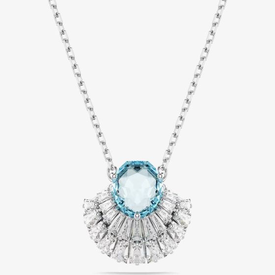 Swarovski Idyllia Rhodium Plated Blue Crystal Shell Necklace 5689195