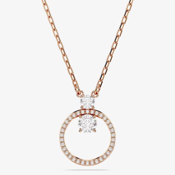 Swarovski Constella Rose Gold Tone Plated Round White Pave Necklace 5692266