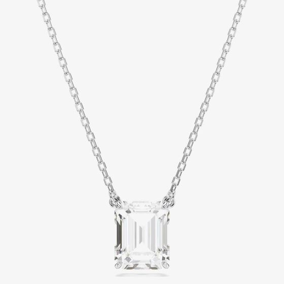 Swarovski Stilla Rhodium Plated White Octagonal Necklace 5693405