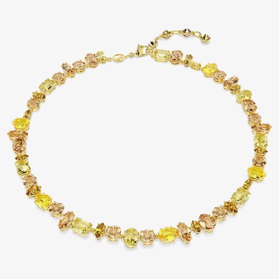 Swarovski Gema Gold Tone Plated Mixed Yellow Crystal Tennis Necklace 5718071
