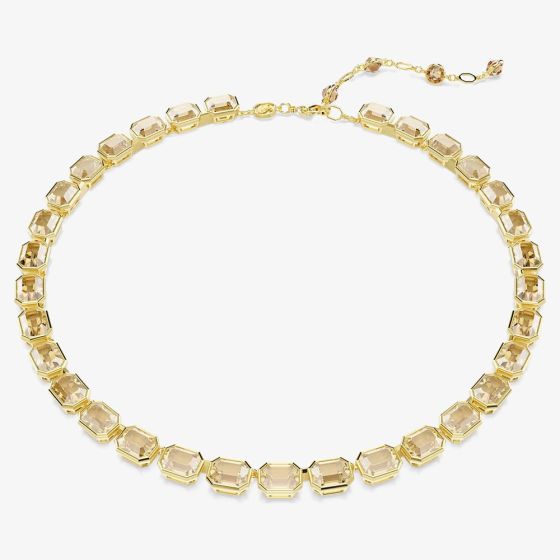 Swarovski Millenia Gold Tone Plated Yellow Octagon Crystal Tennis Necklace 5718674