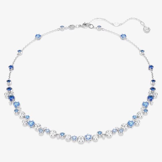 Swarovski Constella Rhodium Plated Mixed Cut Blue Crystal Necklace 5732255
