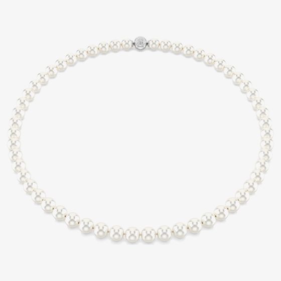 Swarovski Matrix Rhodium Plated White Crystal Pearl Necklace 5747746