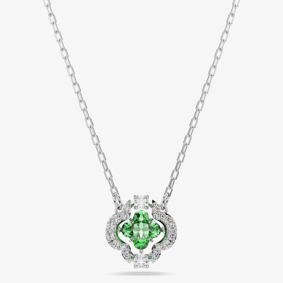 Swarovski Una Angelic Rhodium Plated Green Clover Pendant 5757785
