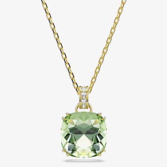 Swarovski Millenia 18ct Yellow Gold Plated Cushion Cut Green Pendant 5764821