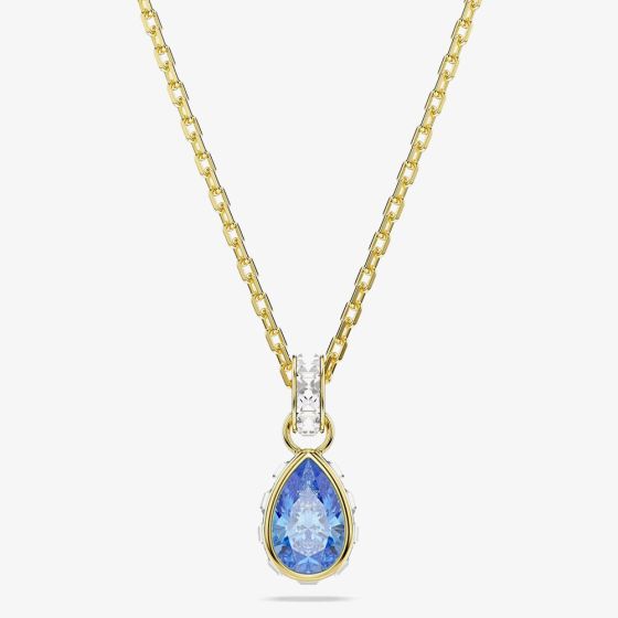 Swarovski Chroma 18ct Yellow Gold Plated Pear Cut Blue Pendant 5757786