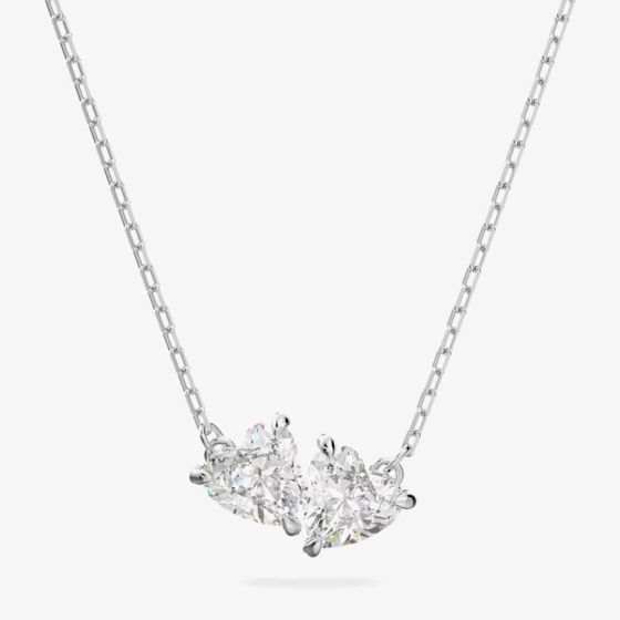 Swarovski Attract Soul White Crystal Two Heart Necklace 5517117