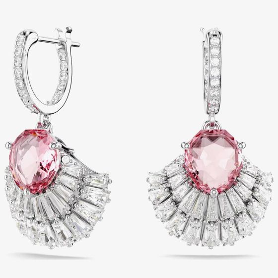 Swarovski Idyllia Rhodium Plated Pink Shell Dropper Earrings 5680295