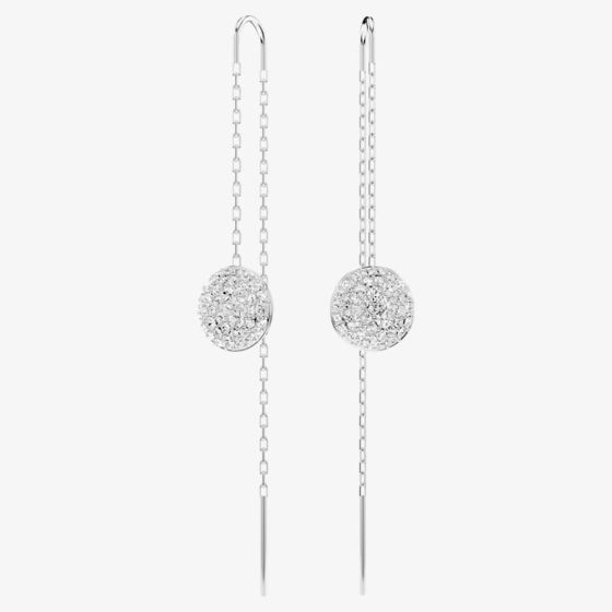 Swarovski Meteora Rhodium Plated Crystal Disc Chain Dropper Earrings 5683448