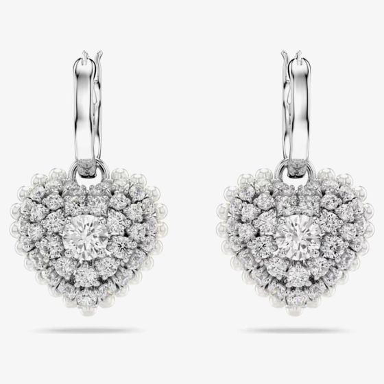 Swarovski 5684384 Hyperbola White Heart Dropper Earrings - thbaker.co.uk