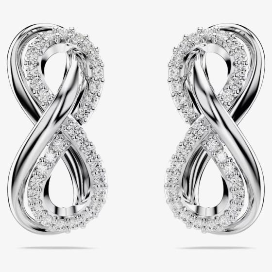 Swarovski Hyperbola Rhodium Plated White Infinity Earrings 5687269