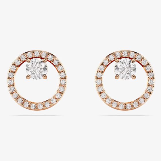 Swarovski Constella Rose Gold Tone Plated Circle Stud Earrings 5692263