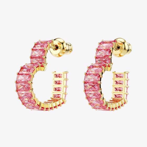Swarovski Matrix Gold Pink Crystal Hoop Earrings 5706340