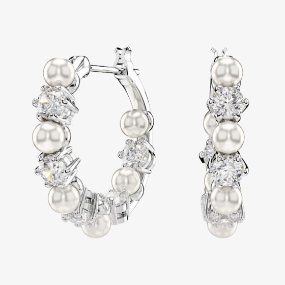 Swarovski Matrix White Pearl Hoop Earrings 5709256