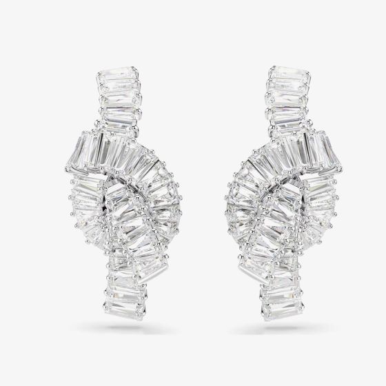 Swarovski Matrix Rhodium Plated White Zirconia Knot Stud Earrings 5727040