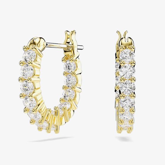 Swarovski Matrix Vittore Gold Tone Plated White Zirconia Hoop Earrings 5733398