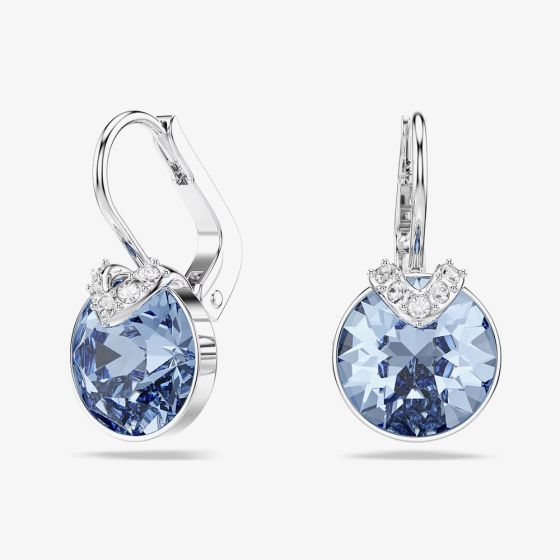 Swarovski Bella Rhodium Plated Blue Crystal V Drop Earrings 5734234