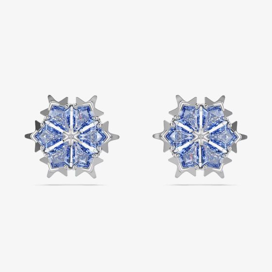Swarovski Magic Rhodium Plated Blue Zirconia Snowflake Stud Earrings 5734242