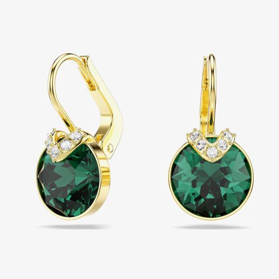 Swarovski Bella Gold Tone Plated Green Crystal V Drop Earrings 5735389