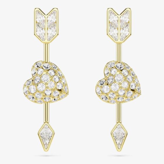 Swarovski Idyllia Gold Tone Reversible Arrow Heart Earrings 5737295