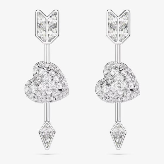 Swarovski Idyllia Rhodium Plated Reversible Arrow Heart Earrings 5749602