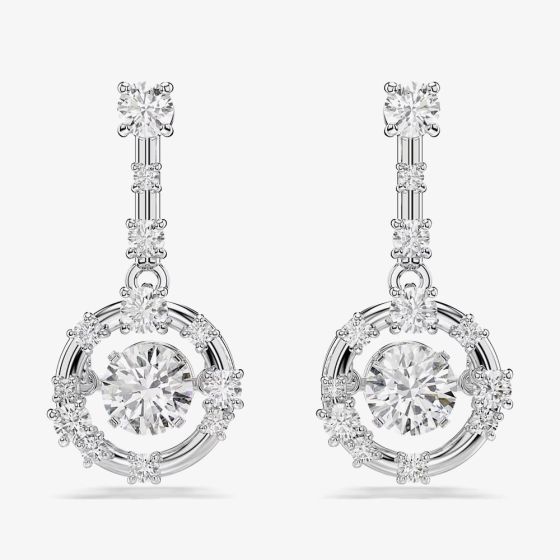 Swarovski Constella Rhodium Plated Dancing Stone Earrings 5738194