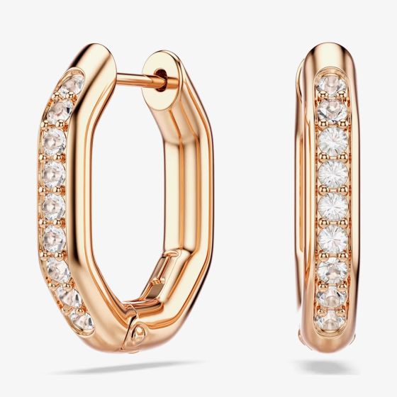 Swarovski Dextera Rose Gold Tone Crystal Hoop Earrings 5743798