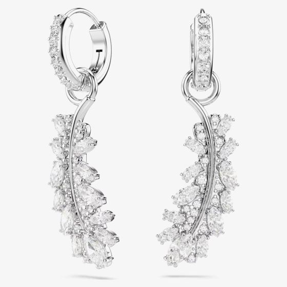 Swarovski Vienna Rhodium Plated Feather Drop Earrings 5754272