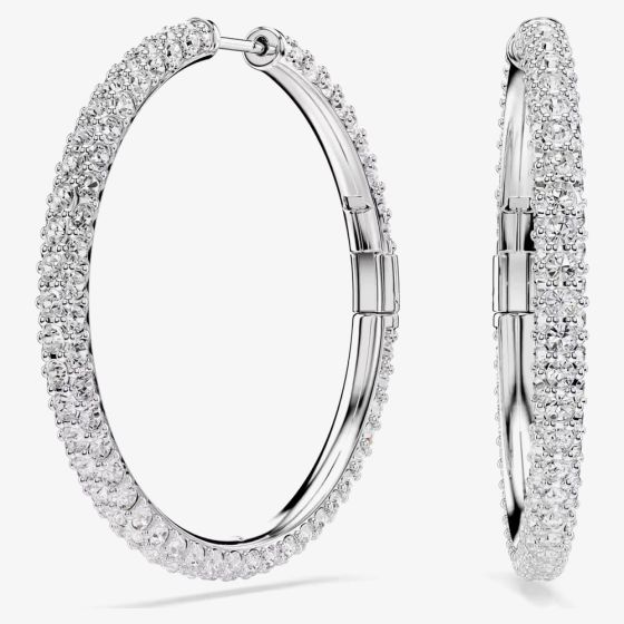 Swarovski Dextera Rhodium Plated Hoop Earrings 5754156