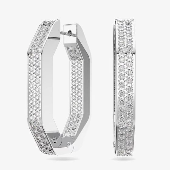 Swarovski Dextera Crystal Octagon Medium Hoop Earrings 5618308