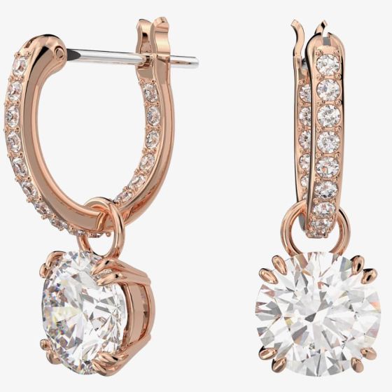 Swarovski Ladies Constella Rose Gold-Plated Hoop Dropper Earrings 5639975