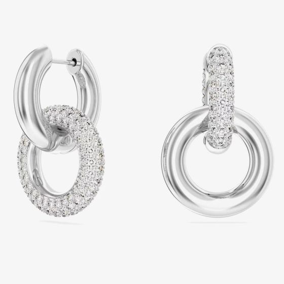 Swarovski Dextera White Interlocking Loop Rhodium Plated Earrings 5671807