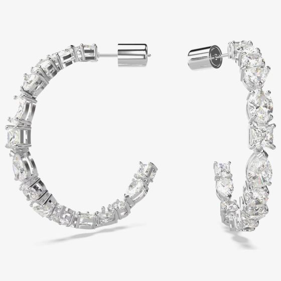 Swarovski Mesmera White Mixed Cut Rhodium Plated Hoop Earrings 5672834