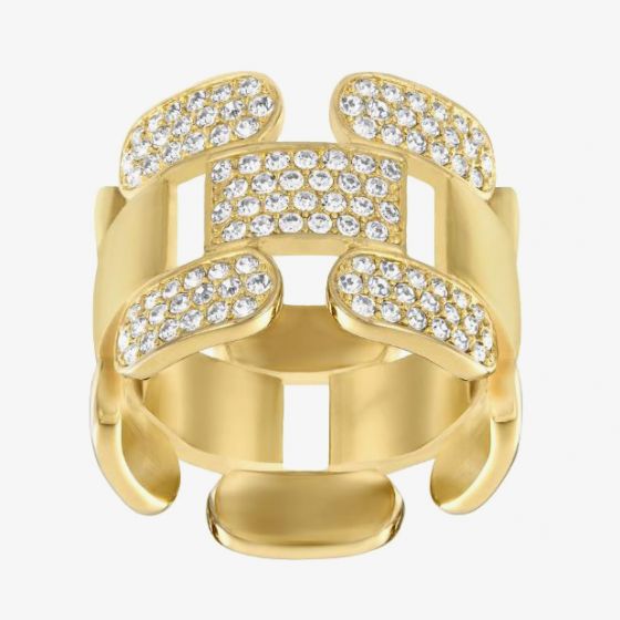 Swarovski Cube Gold Tone Crystal Ring 513967R