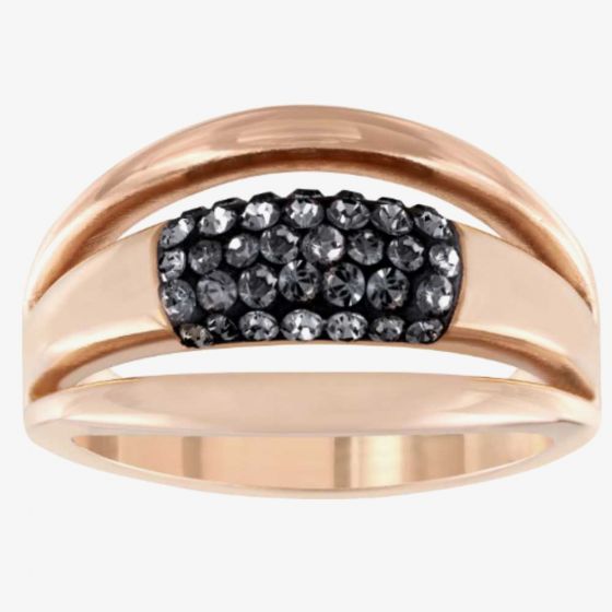 Swarovski Cypress Rose Gold Tone Black Crystal Ring 