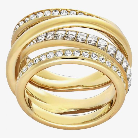 Swarovski Dynamic Gold Tone Multi Row Ring