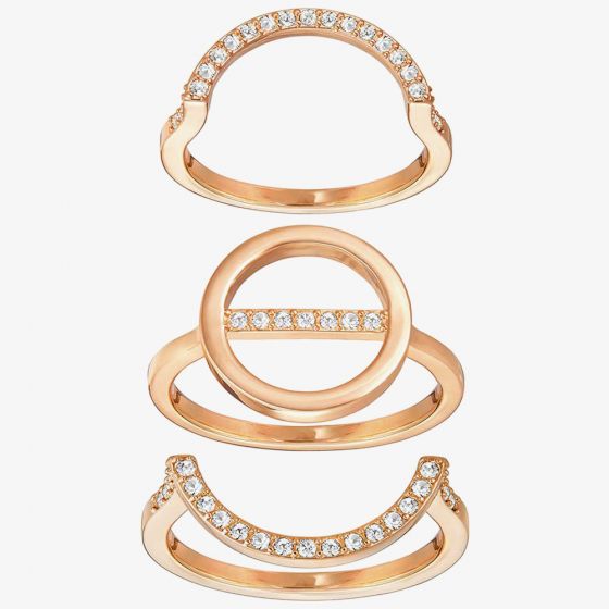 Swarovski Flash Rose Gold Tone 3 Part Ring Set