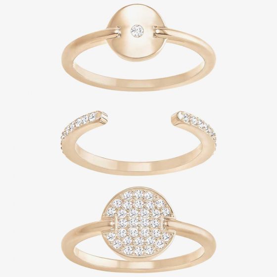 Swarovski Ginger Rose Gold Tone Triple Ring Set