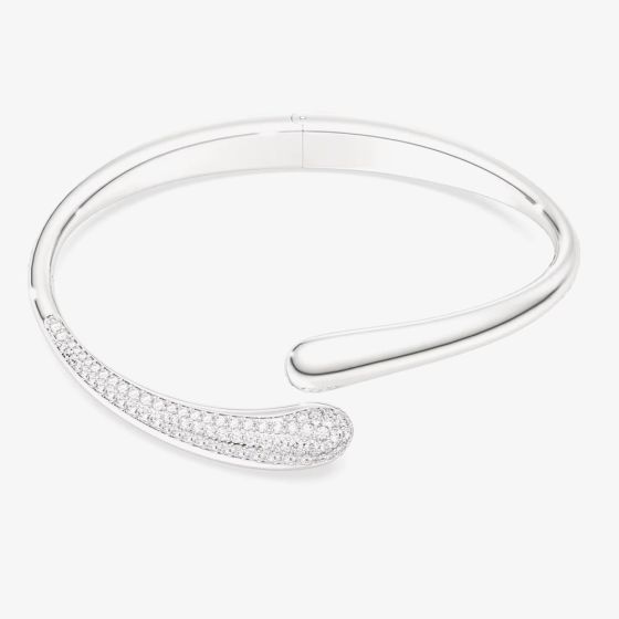 Swarovski Classical Sterling Silver Round Cut Open Bangle 5740348