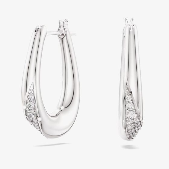Swarovski Classica Sterling Silver Twisted Teardrop Hoop Earrings 5743474