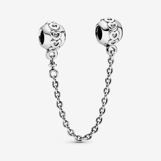 PANDORA Silver Band Of Hearts 5cm Safety Chain 791088-05