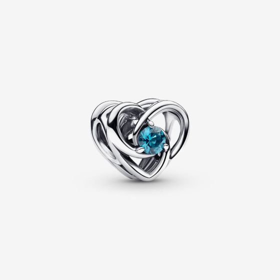 PANDORA Silver Entwined Heart Blue Stone Charm 793744C01