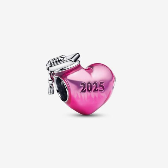 PANDORA Silver Pink 2025 Graduation Heart Charm 793788C01