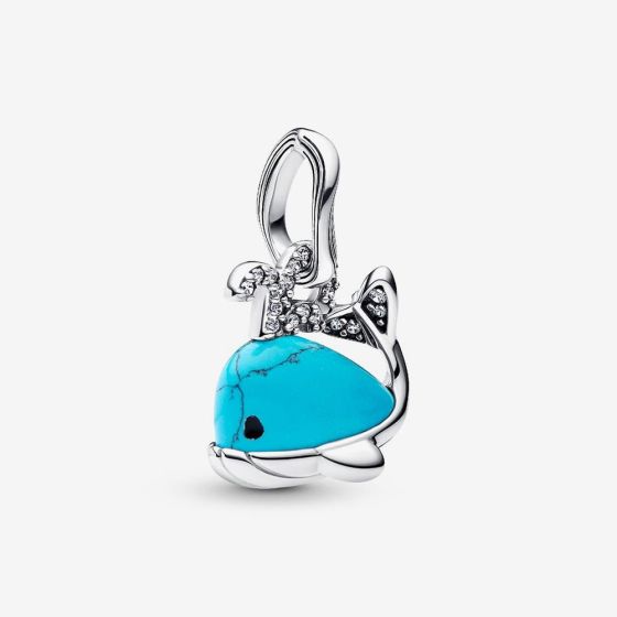 PANDORA Silver Turquoise Colour Whale Dangle Charm 793822C01