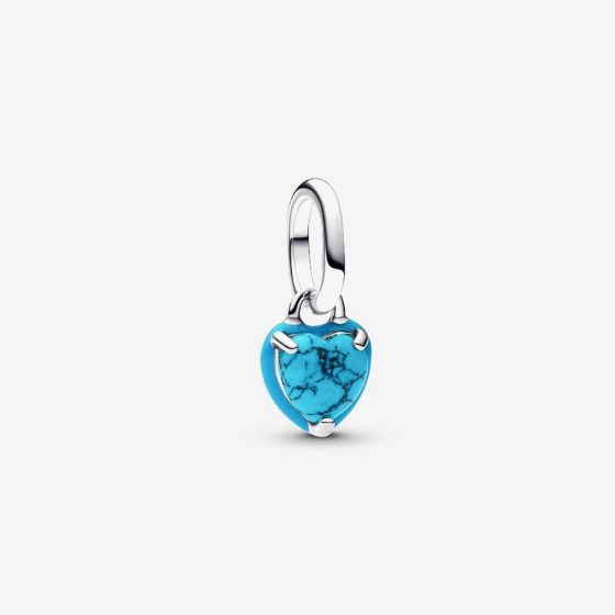 PANDORA Silver Turquoise Colour Mini Heart Dangle Charm 793827C01