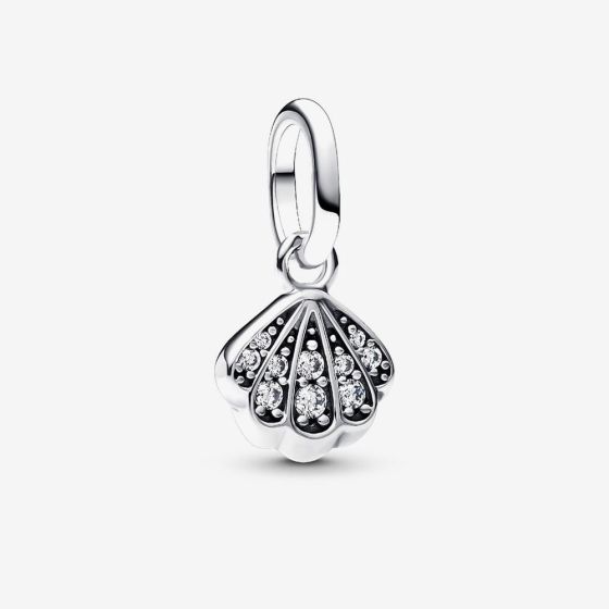 PANDORA Silver Cubic Zirconia Shell Dangle Charm 793855C01