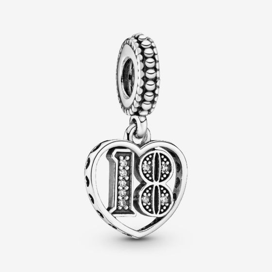PANDORA Silver 18th Celebration Dangle Charm 797262CZ