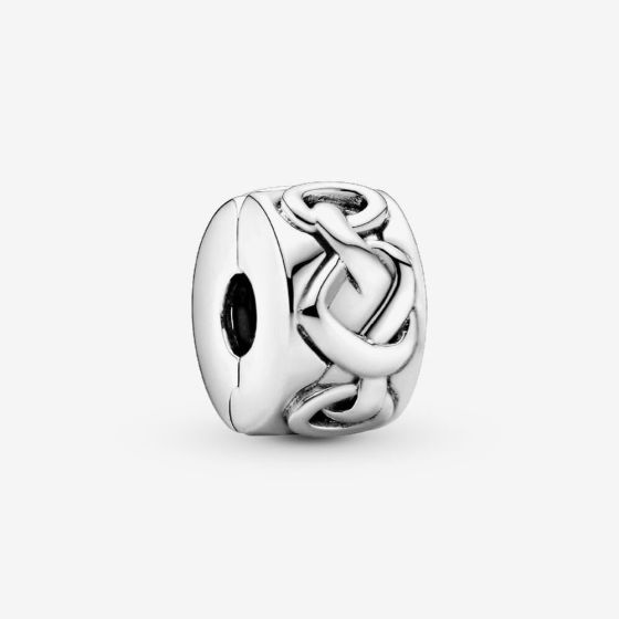 PANDORA Silver Knotted Hearts Clip Charm 798035